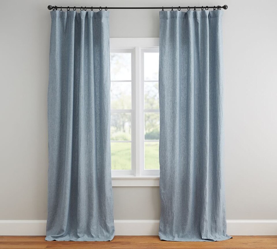 Belgian Flax Linen Curtain - Blue Chambray