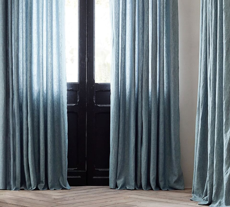 Belgian Flax Linen Curtain - Blue Chambray