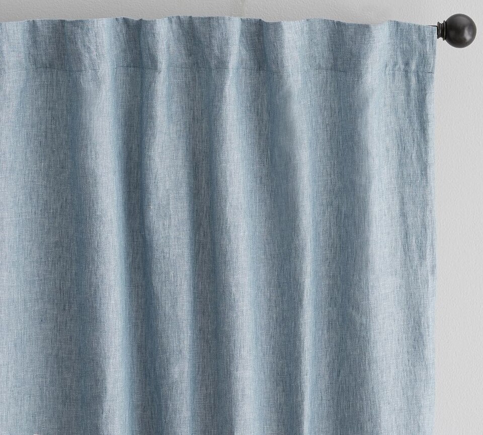 Belgian Flax Linen Curtain - Blue Chambray