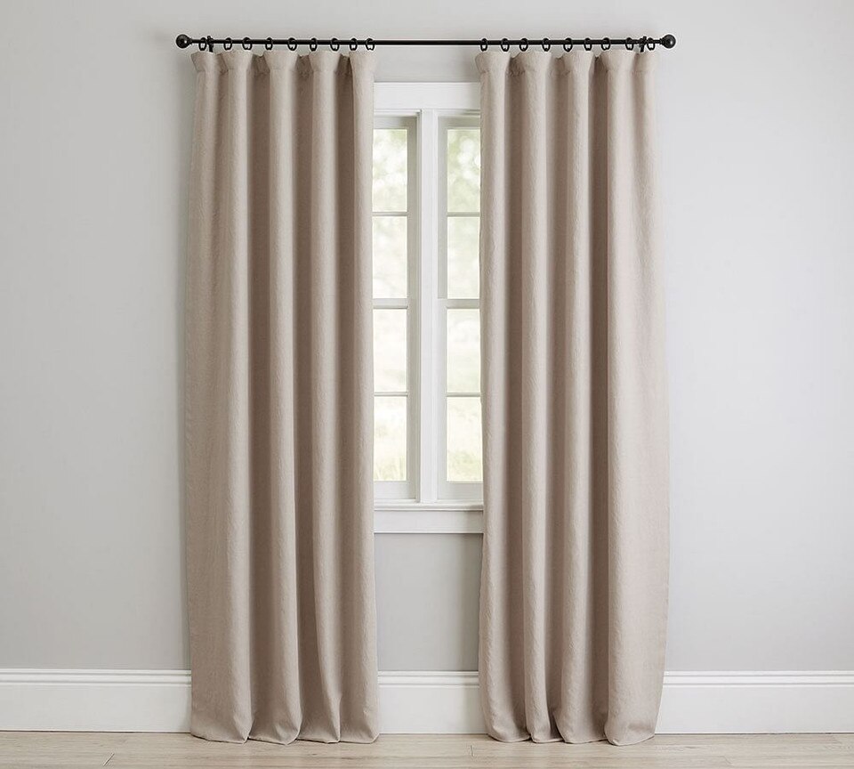 Classic Belgian Flax Linen Curtain Dark Flax Pottery Barn Australia