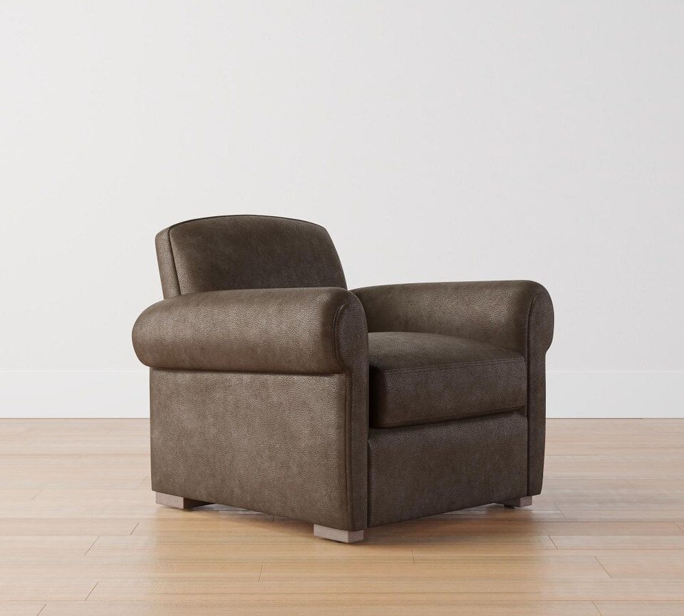 Clyde Roll Arm Leather Armchair