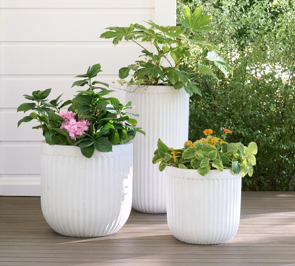 Concrete Fluted Planter - Chalk