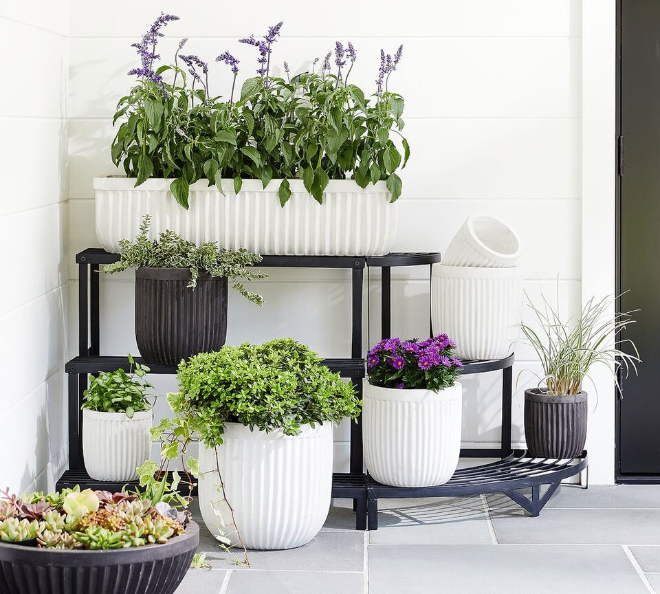 Concrete Fluted Planter - Chalk