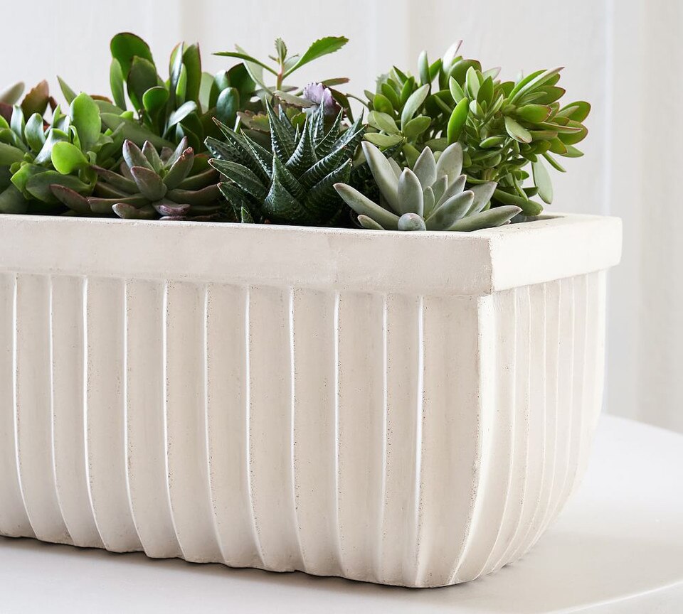 Concrete Fluted Planter - Chalk