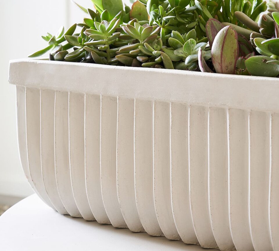 Concrete Fluted Planter - Chalk