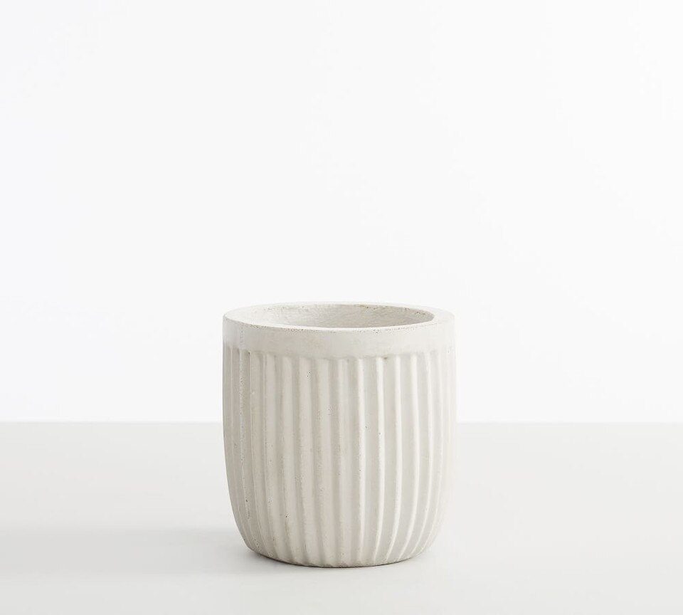Concrete Fluted Planter - Chalk
