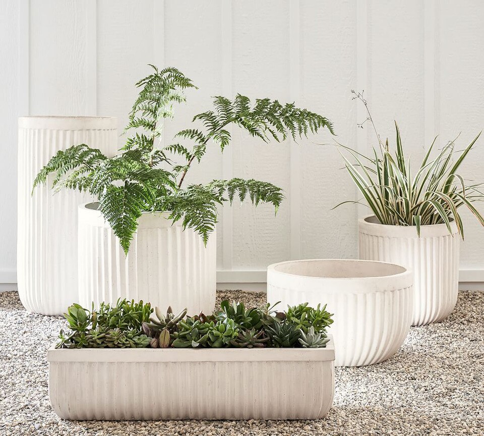 Concrete Fluted Planter - Chalk