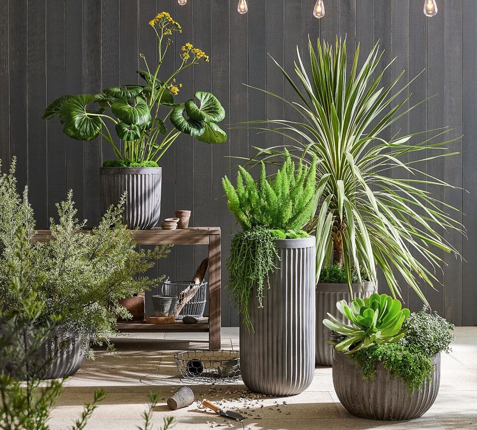 Concrete Fluted Planter Pots
