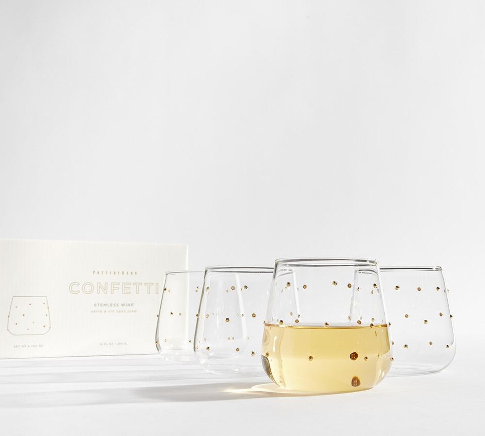 Confetti Celebration Stemless Wine Glasses - Set of 4