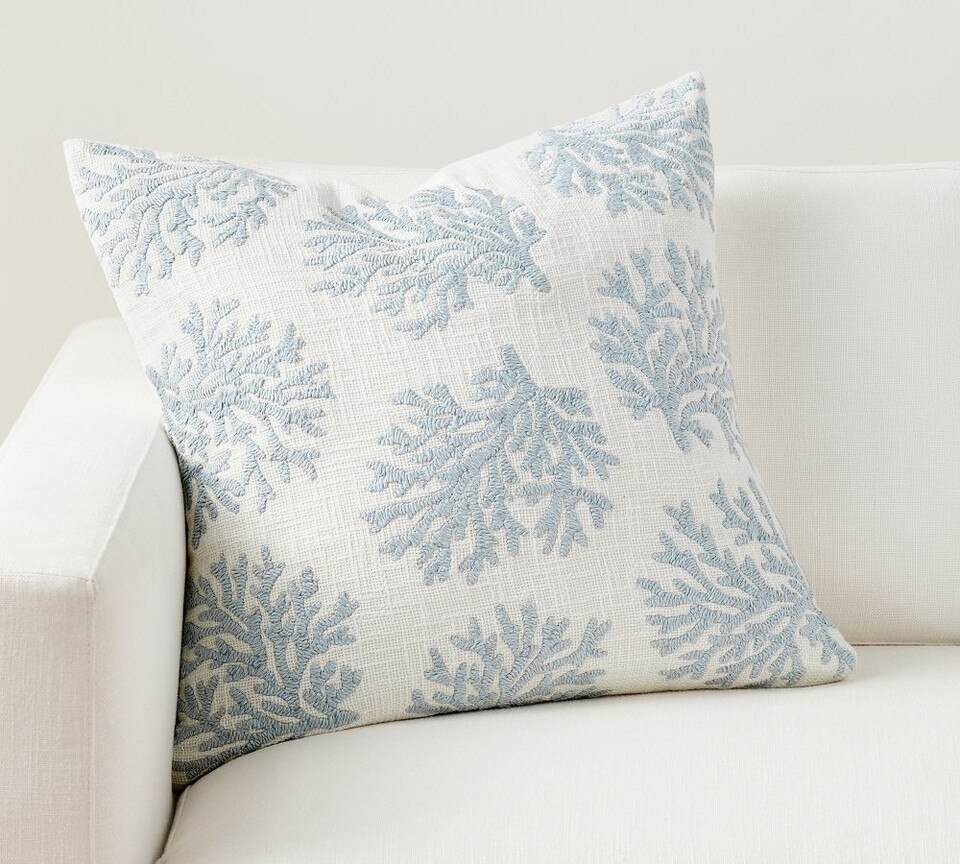 Coral Embroidered Cushion Cover