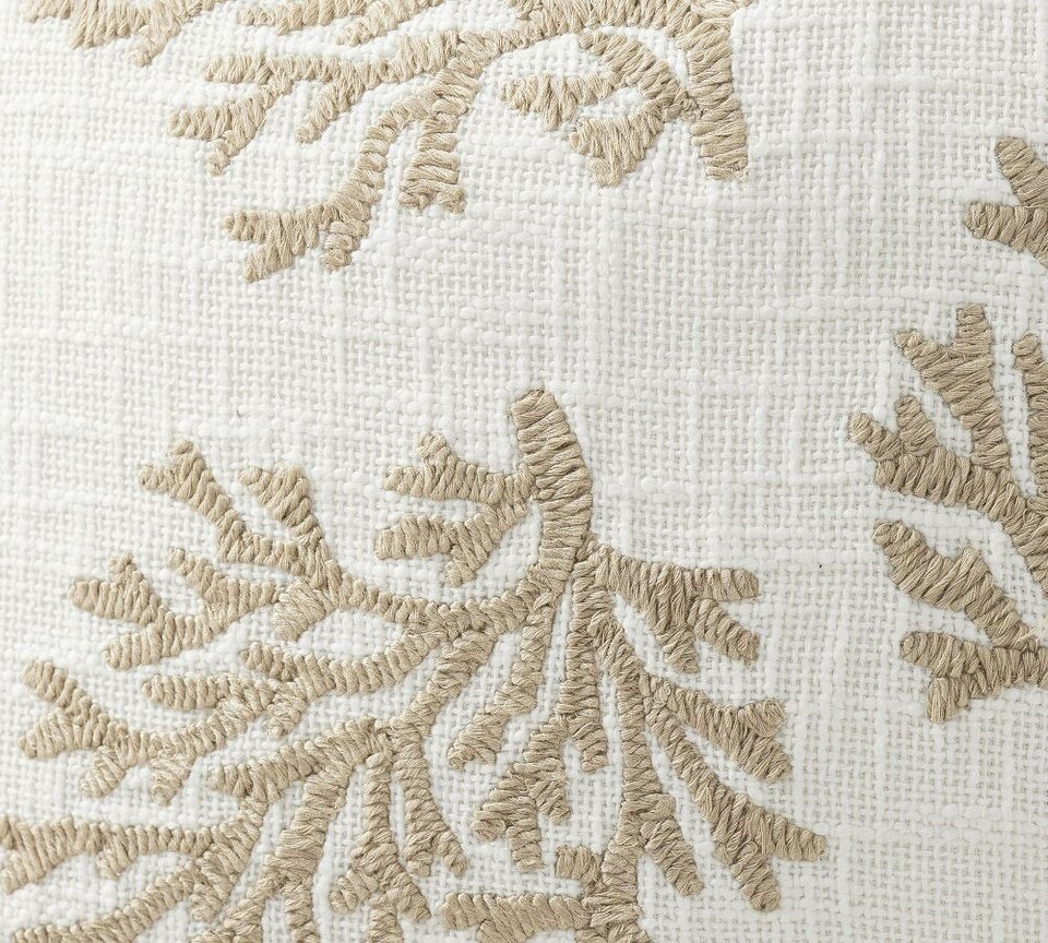 Coral Embroidered Cushion Cover