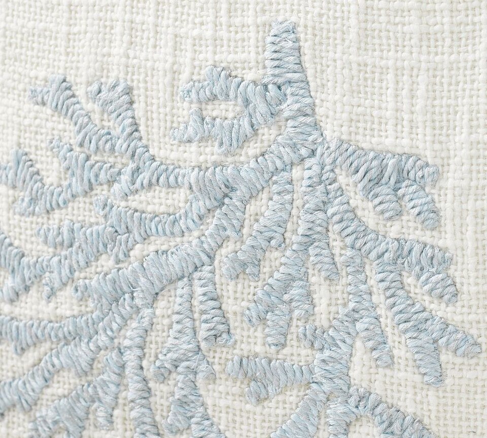 Coral Embroidered Cushion Cover