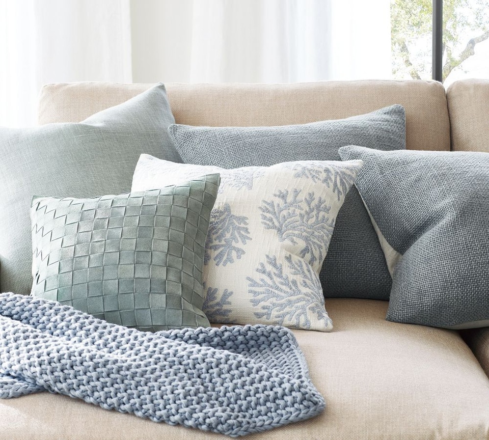 Coral Embroidered Cushion Cover