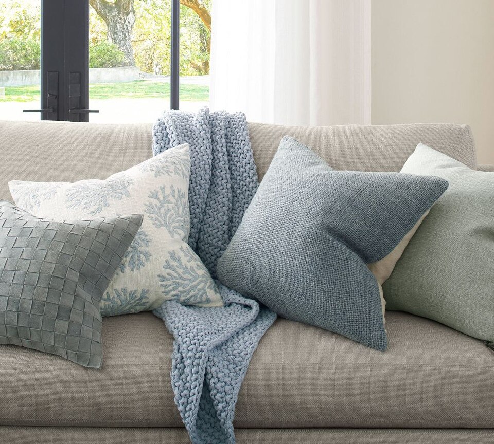 Coral Embroidered Cushion Cover