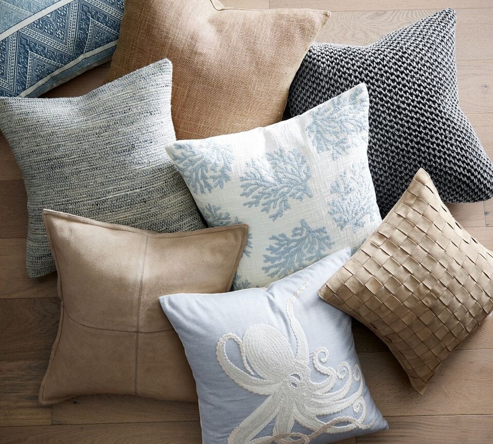 Coral Embroidered Cushion Cover