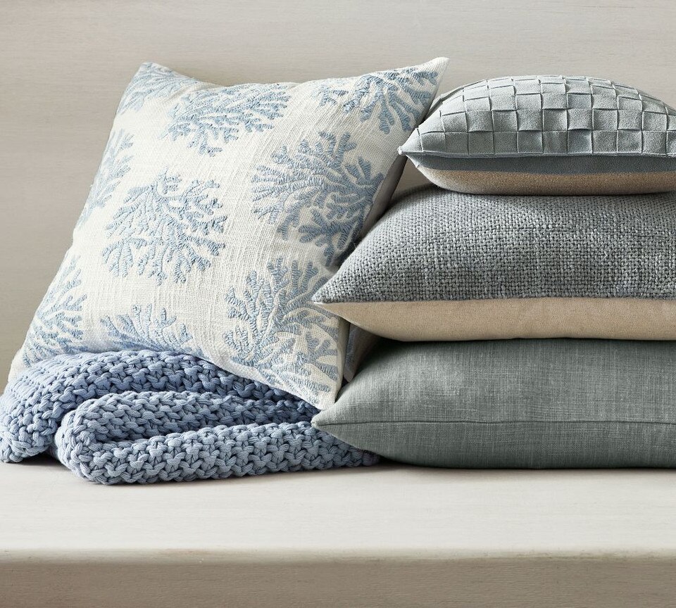 Coral Embroidered Cushion Cover