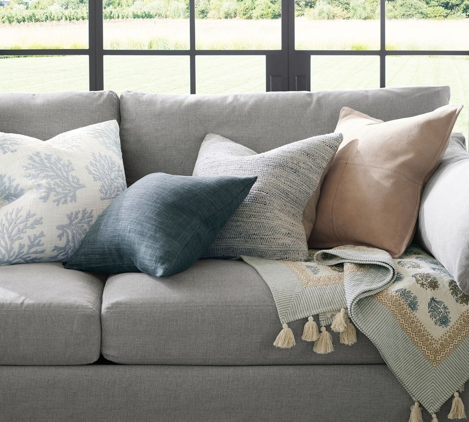 Coral Embroidered Cushion Cover