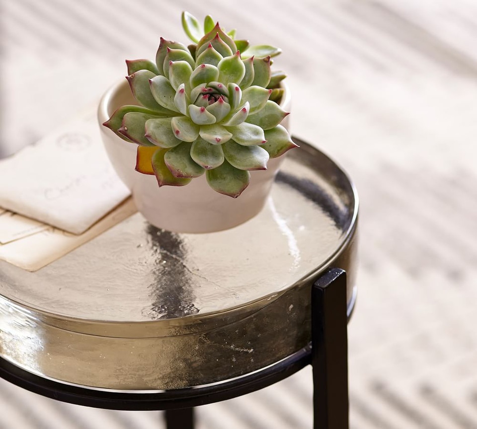 Cori Round Recycled Glass Accent Table