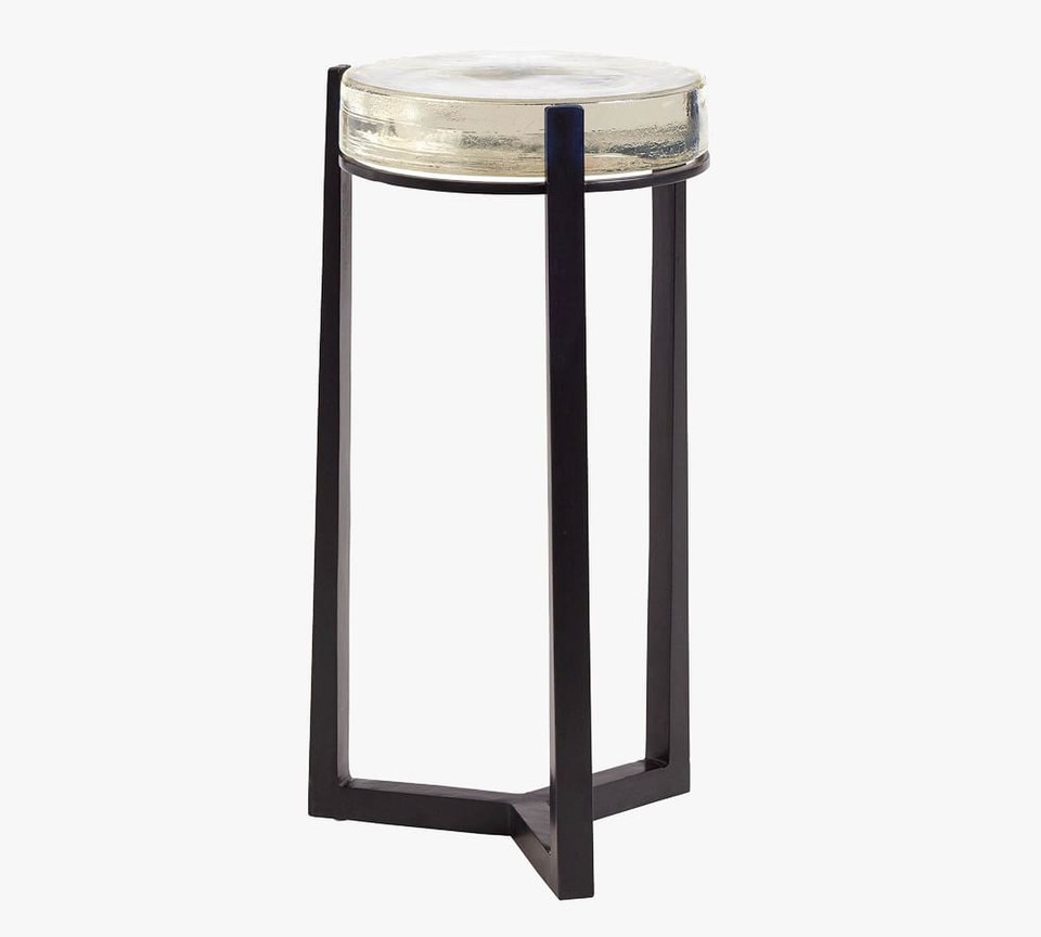 Cori Round Recycled Glass Accent Table