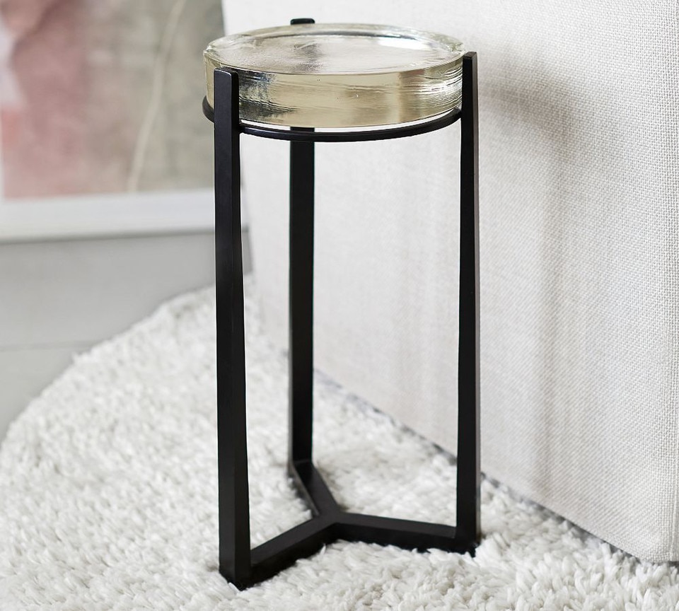 Cori Round Recycled Glass Accent Table