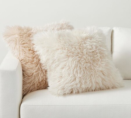 Pottery Barn Cream Fur Cushions Pottery Barn Fur Pillow Covers