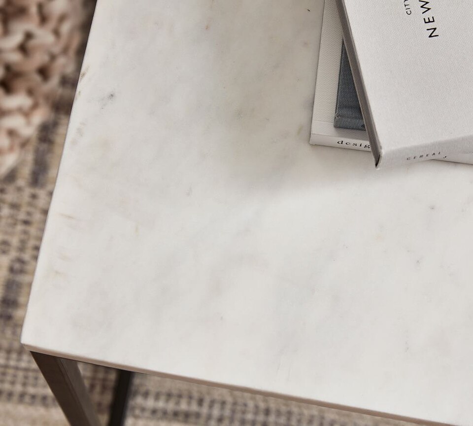 Delaney Rectangular Marble Side Table (71 cm)
