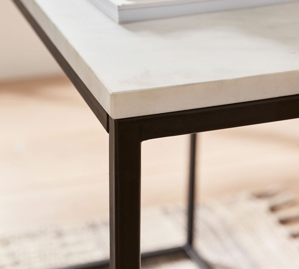 Delaney Rectangular Marble Side Table (71 cm)