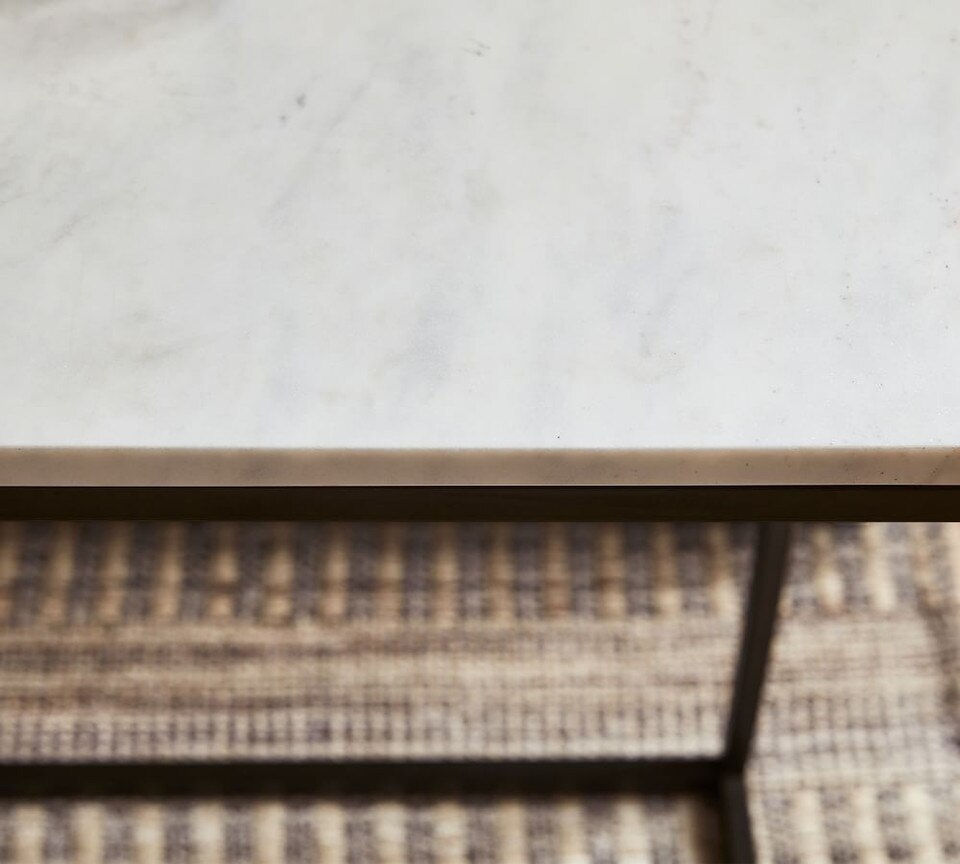 Delaney Rectangular Marble Side Table (71 cm)