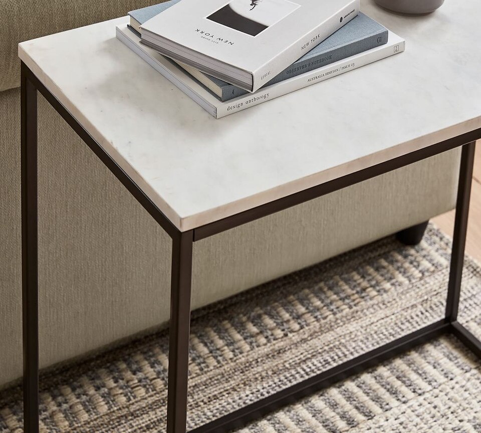 Delaney Rectangular Marble Side Table (71 cm)