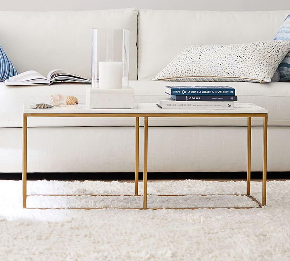 Delaney Marble Rectangular Coffee Table - White Marble