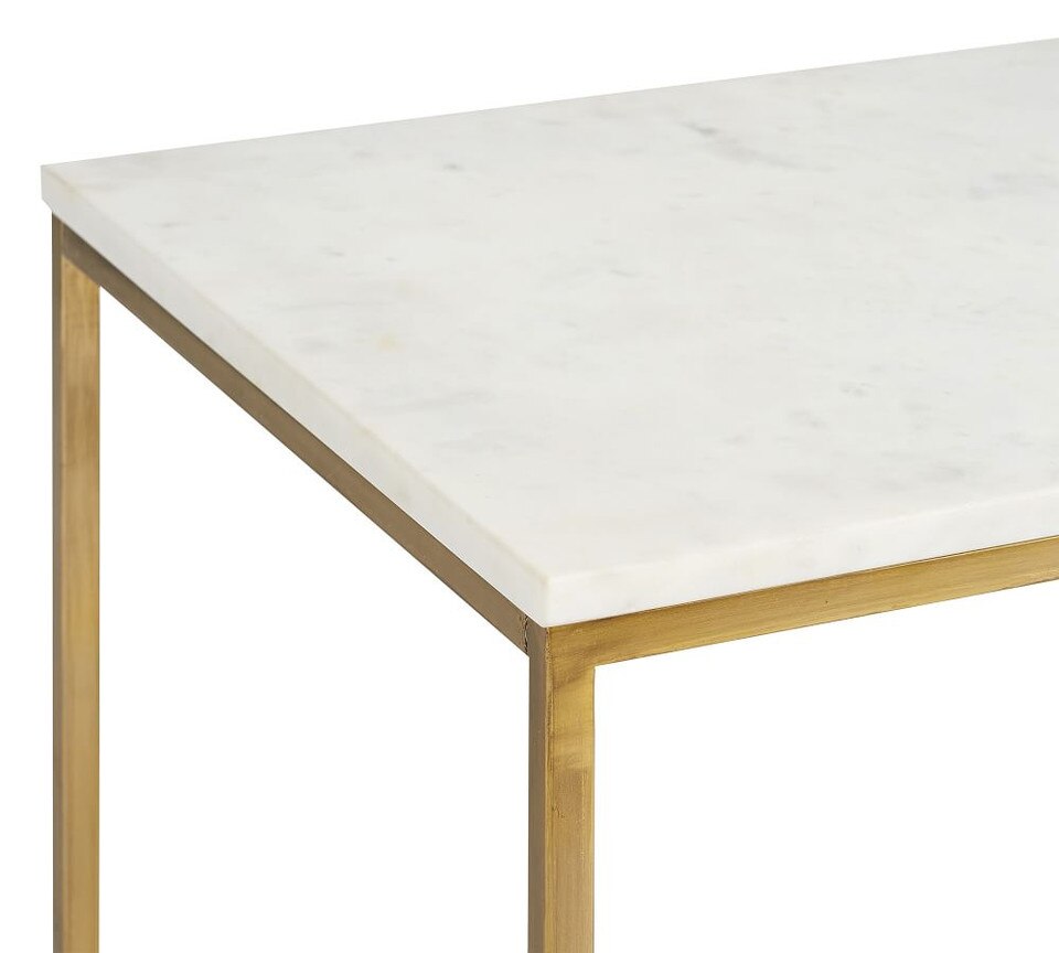 Delaney Marble Rectangular Coffee Table - White Marble