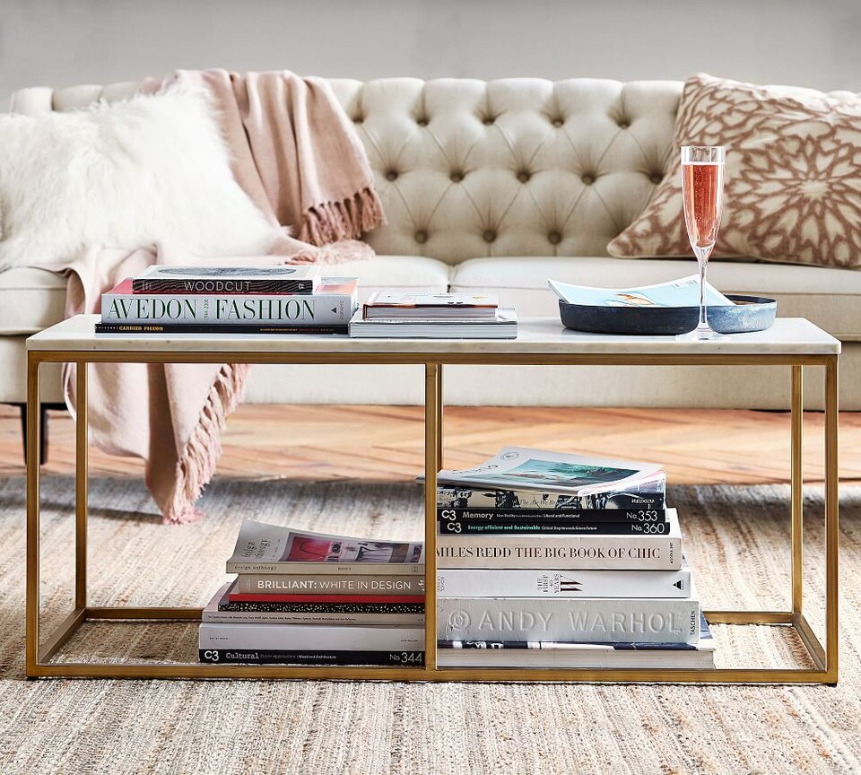 Delaney Marble Rectangular Coffee Table - White Marble