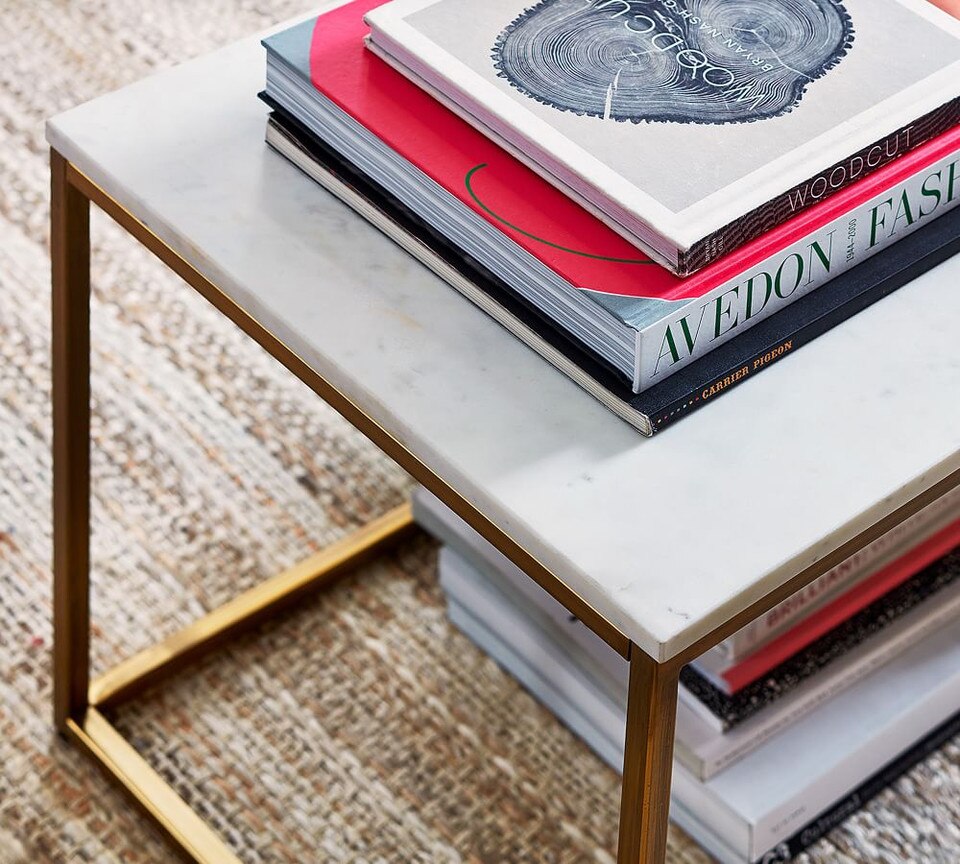Delaney Marble Rectangular Coffee Table - White Marble