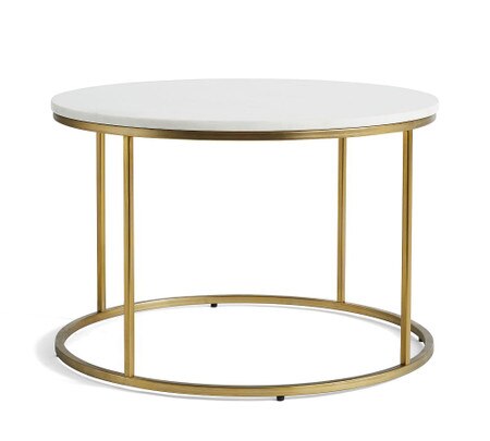 Lorenz 100cm Round Marble Coffee Table Brushed Gold Interior Secrets