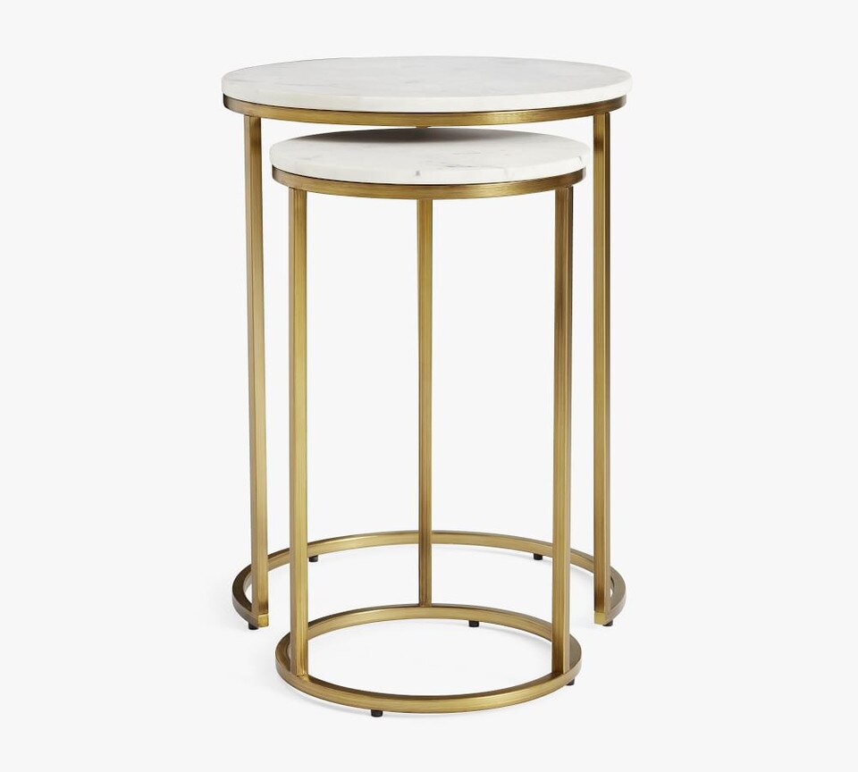 Delaney Round Nesting Side Marble Table - Pottery Barn Australia