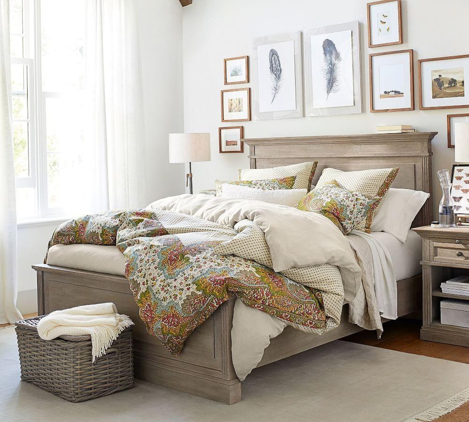 Belgian Flax Linen Diamond Coverlet & Pillowcases - Natural
