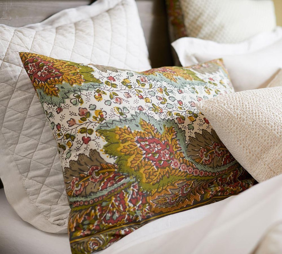 Belgian Flax Linen Diamond Coverlet & Pillowcases - Natural