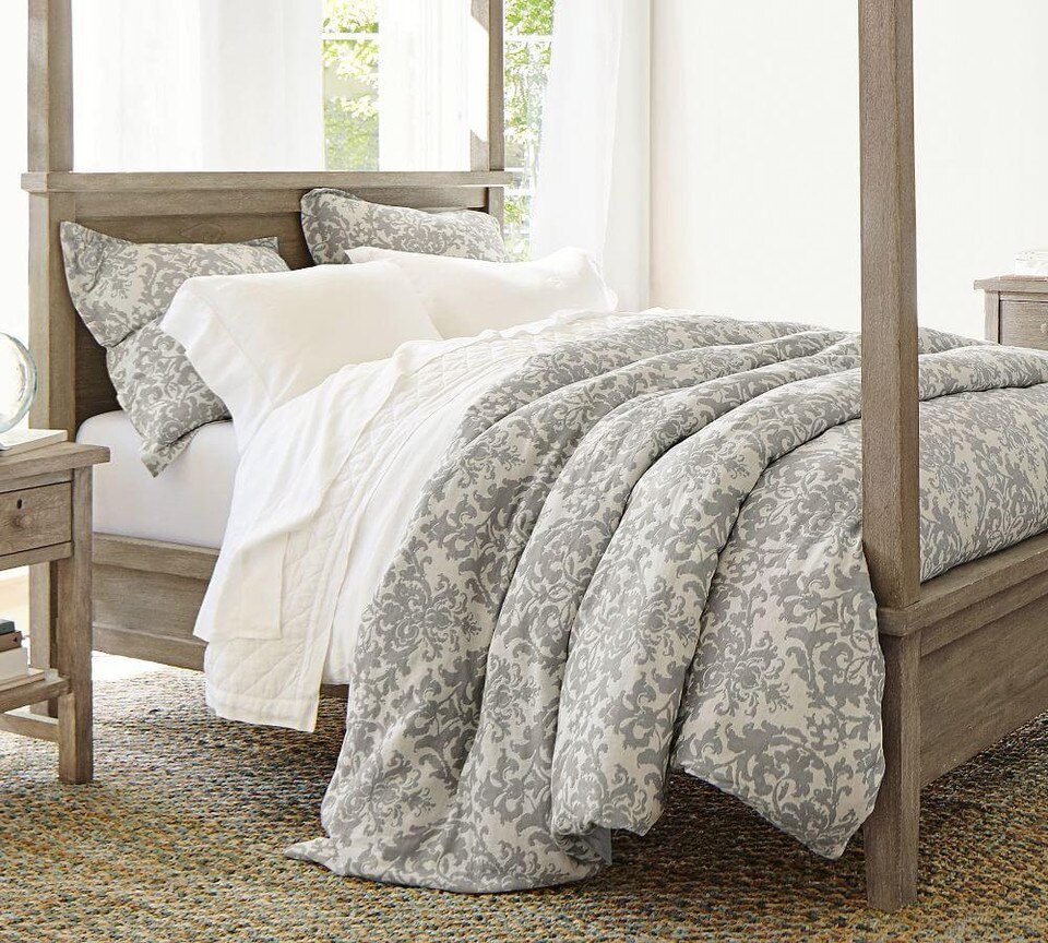 Belgian Flax Linen Diamond Coverlet & Pillowcases - White