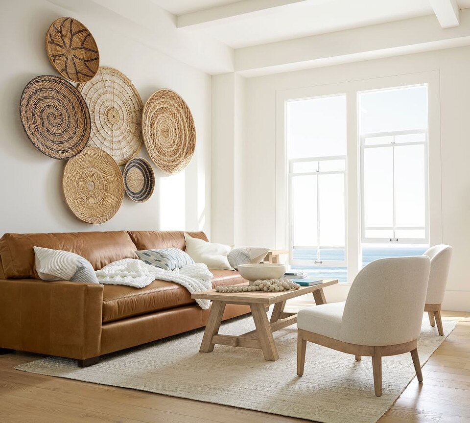 Double Handwoven Basket Wall Art - 102 cm