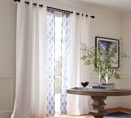 Emery Linen/Cotton Grommet Blockout Curtain - White - Pottery Barn Australia