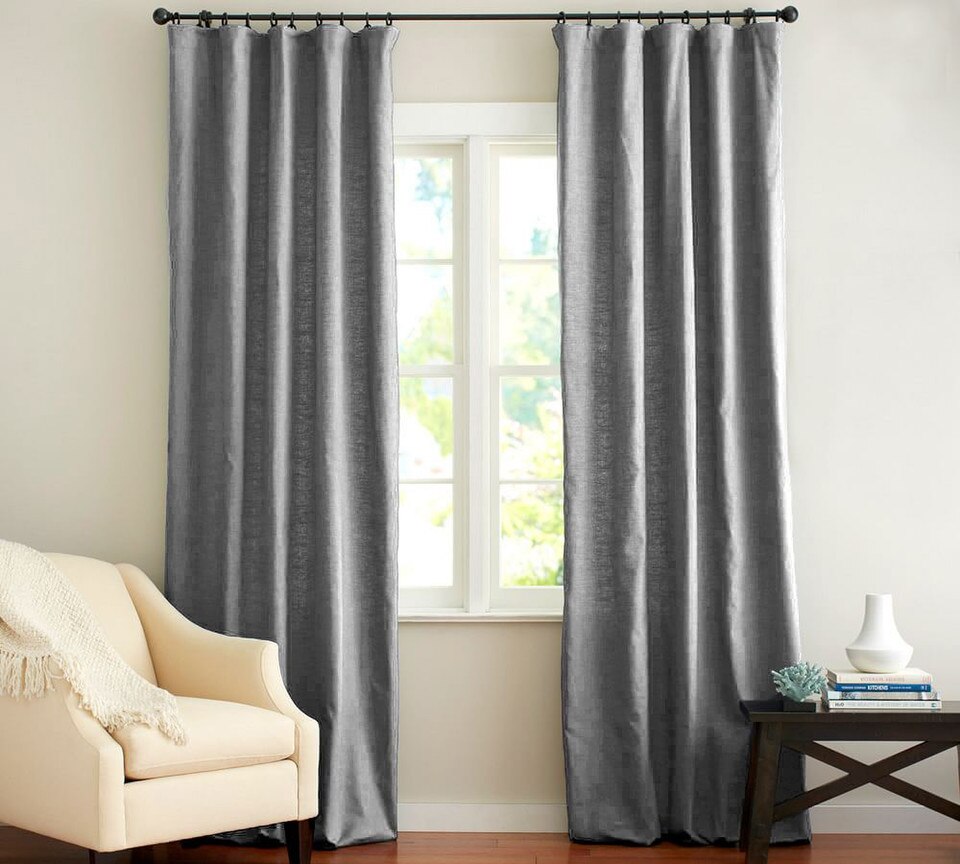 Emery Linen/Cotton Pole-Pocket Blockout Curtain