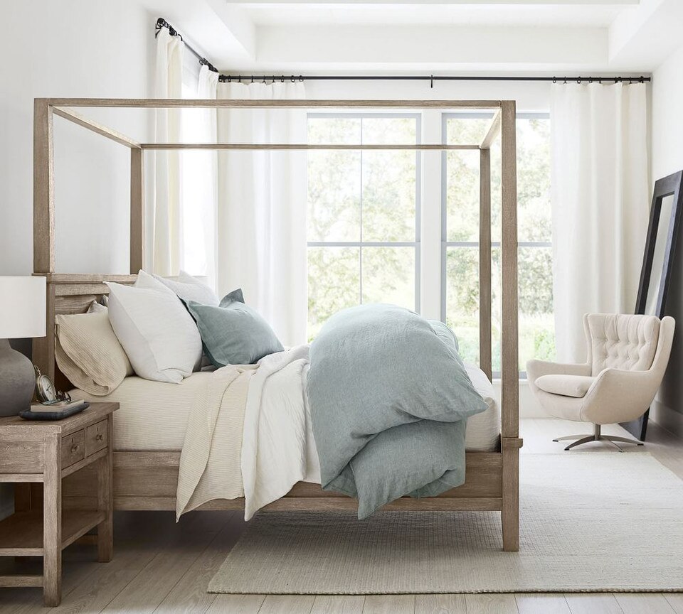 Emery Linen/Cotton Pole-Pocket Blockout Curtain