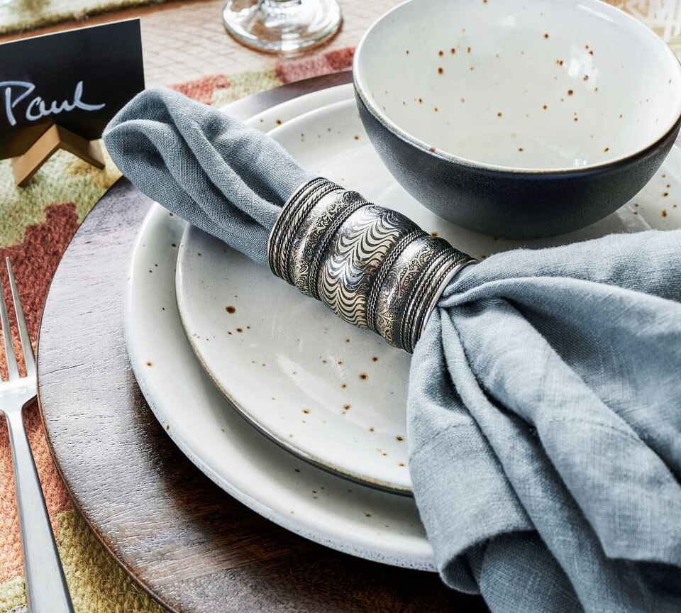 Etched Bangle Napkin Rings - Set of 4