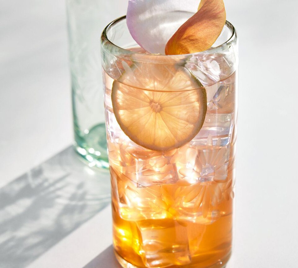 Etched Floral Recycled Glass Drinking Glasses