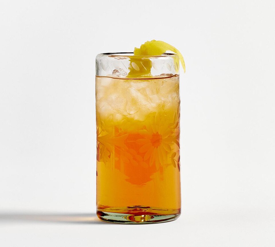 Etched Floral Recycled Glass Drinking Glasses