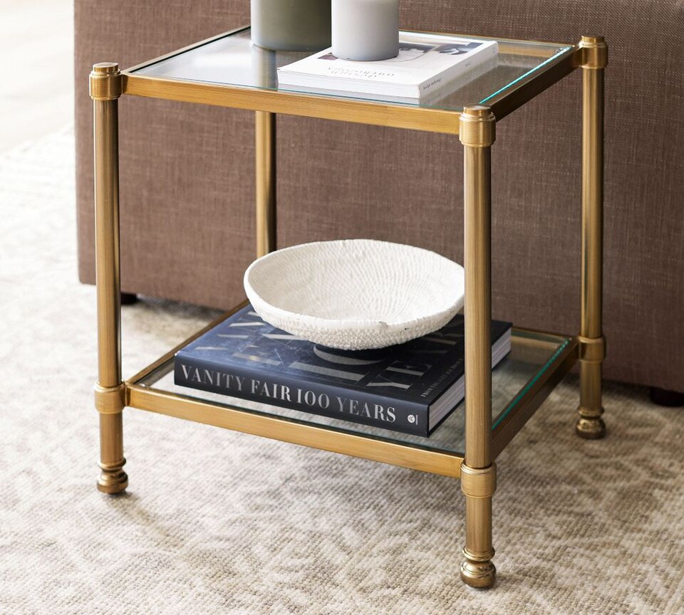 Everson Square Glass Side Table