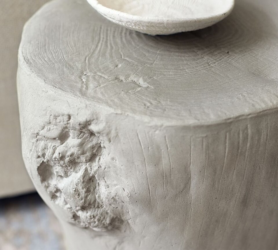 Faux Bois 36 cm Stump Accent Table, Whitewash
