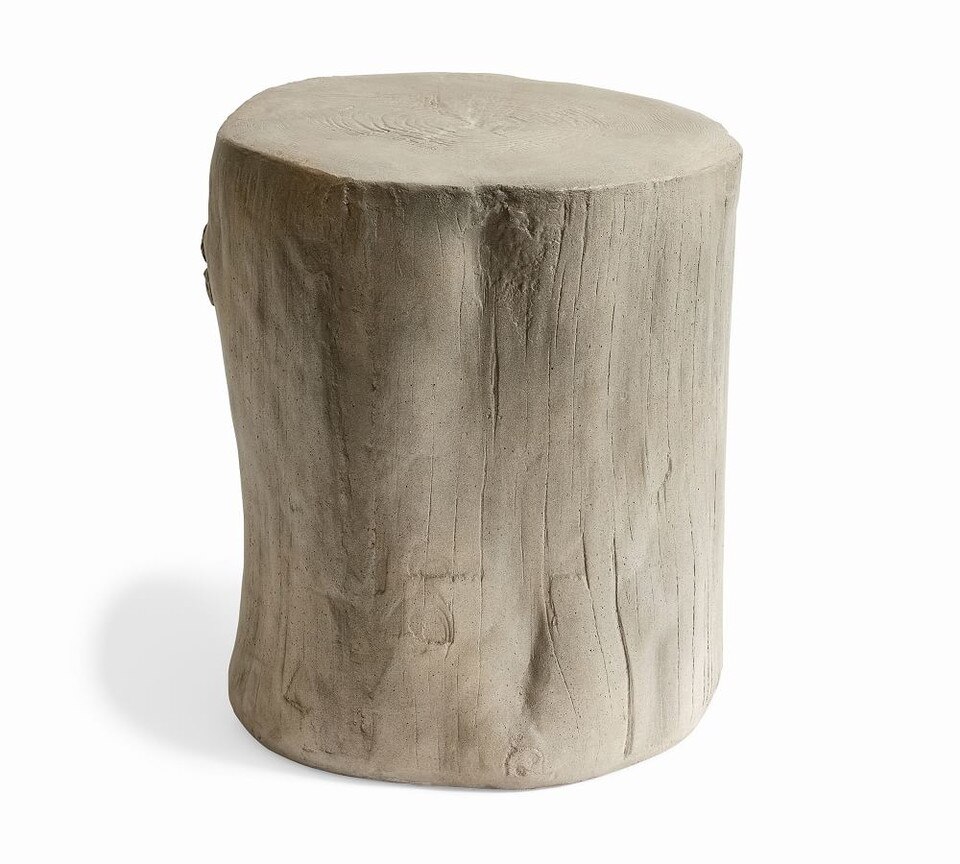Faux Bois 36 cm Stump Accent Table, Whitewash