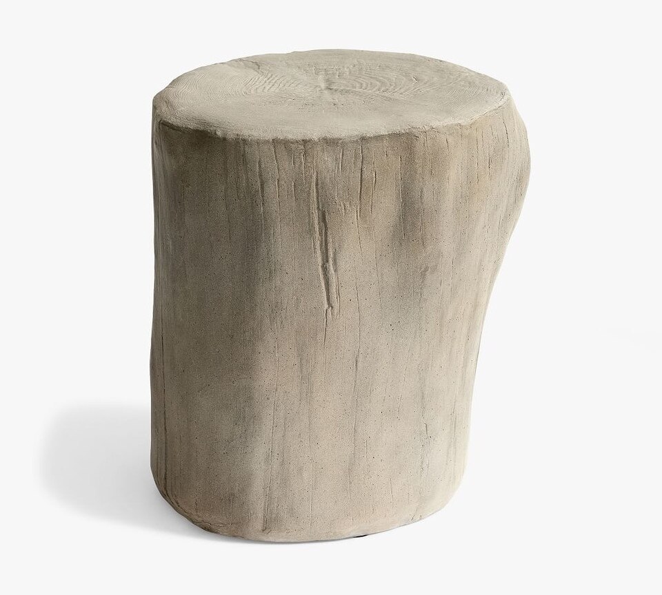 Faux Bois 36 cm Stump Accent Table, Whitewash