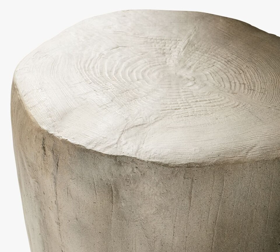 Faux Bois 36 cm Stump Accent Table, Whitewash